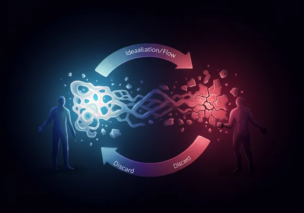 Visual representation of trauma bonding cycle of abuse.