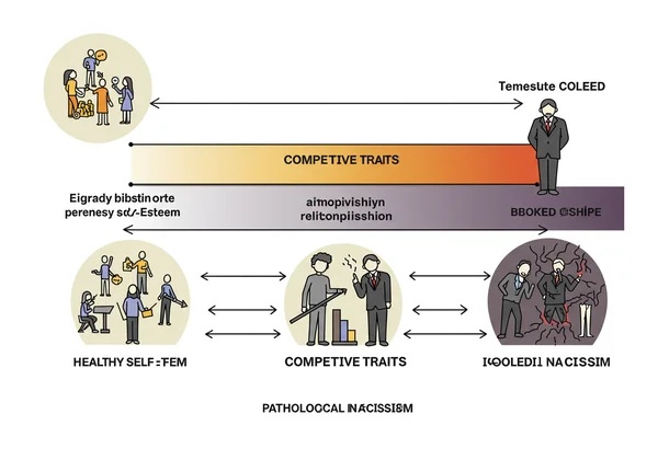 Diagram showing healthy vs. unhealthy narcissism continuum