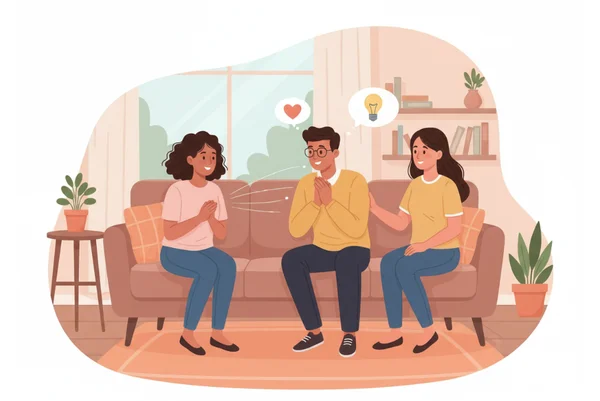 Diverse group of people making genuine, vulnerable connections